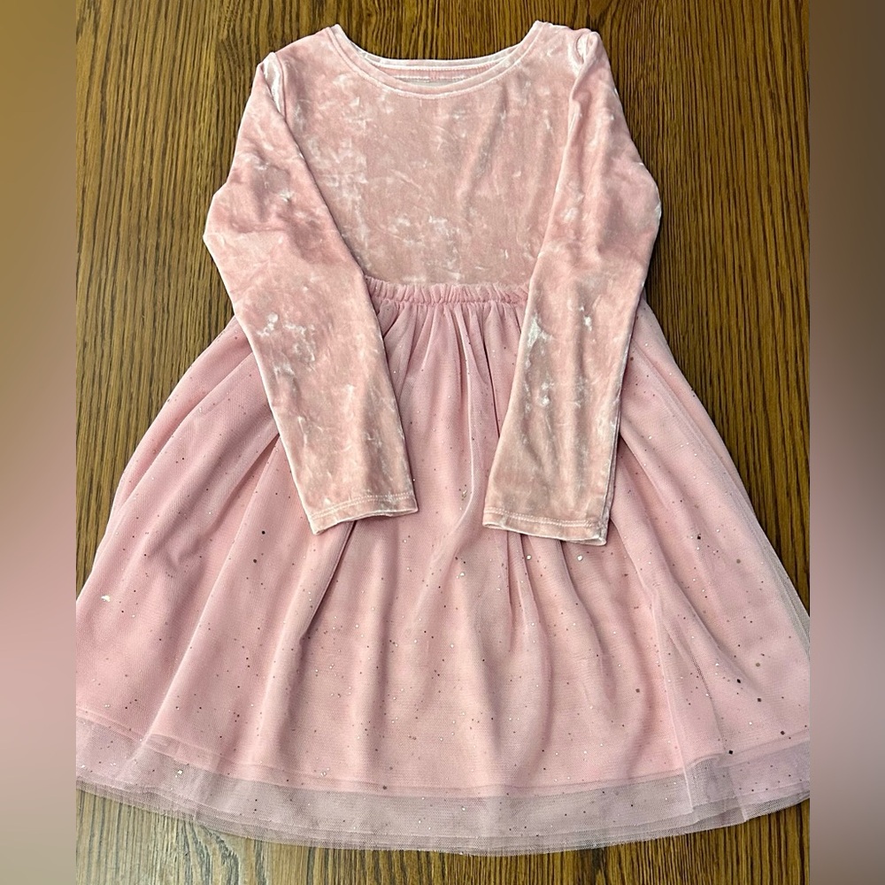 Girls' Pink Velvet & Tulle Party Dress (Size 6)